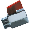 Mini Ball Valve RED, with Male- & Female Thread